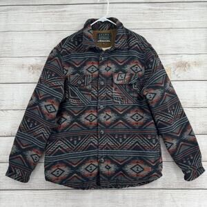 Jachs New York Southwest Aztec Sherpa Lined Shacket Jacket Mens M Black Blue